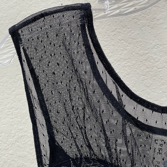 Black Mini Bodycon Dress Sexy Floral Mesh Cocktail Sequin Sleeveless Clubwear 25 - Picture 8 of 14